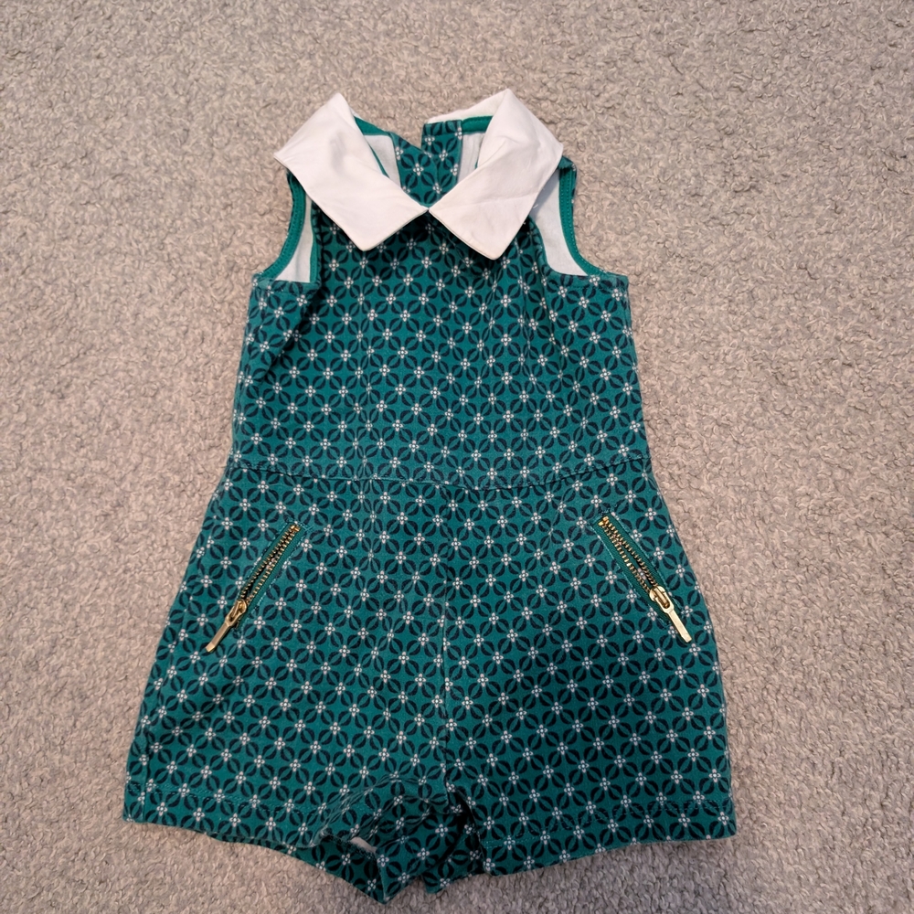 3 For $24 Janie and Jack Green Patterned Romper with White Accents - Picture 3 of 6